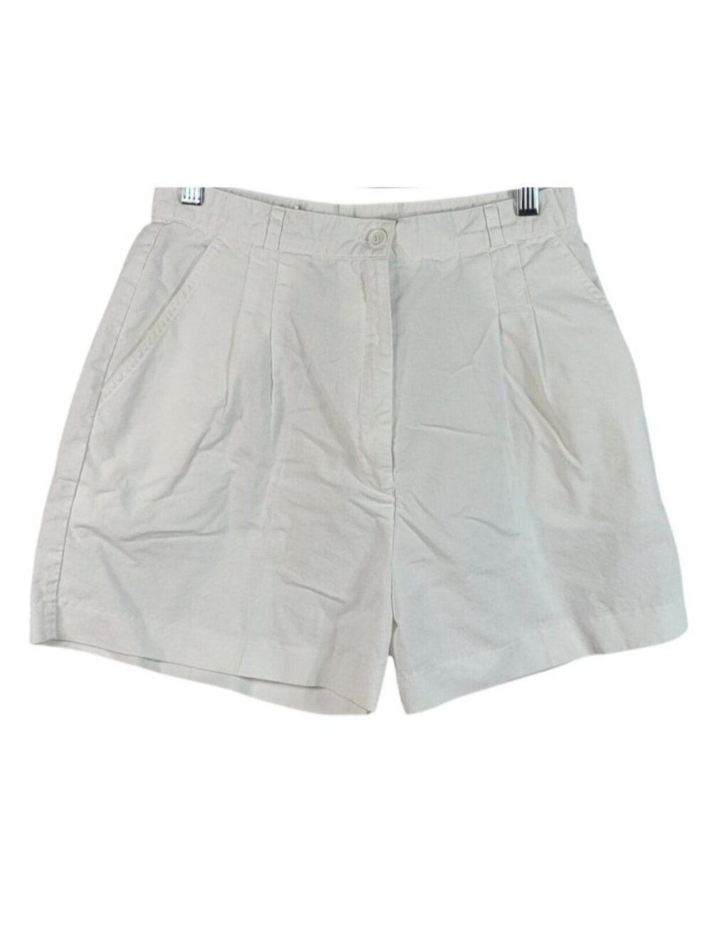 Young Collector Womens Vintage Shorts White Size 12 Pockets Button Zipper Pleat